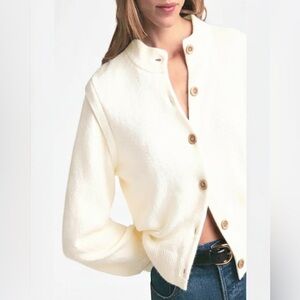 Favorite Daughter Varsity Cardigan XL Ivory Wool Cashmere NWT